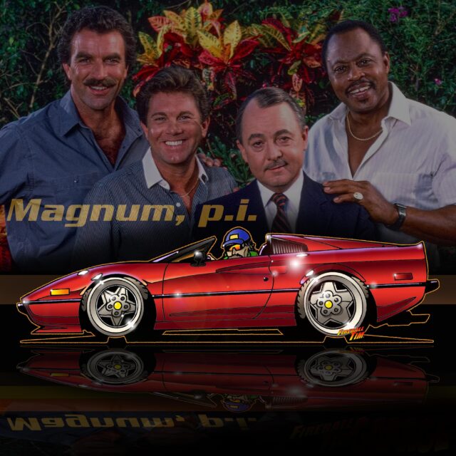 Magnum Automotive Pop Culture Movie and TV Car Art by Fireball Tim Garage