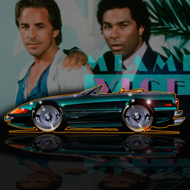 Miami Vice Automotive Pop Culture Movie and TV Car Art by Fireball Tim Garage