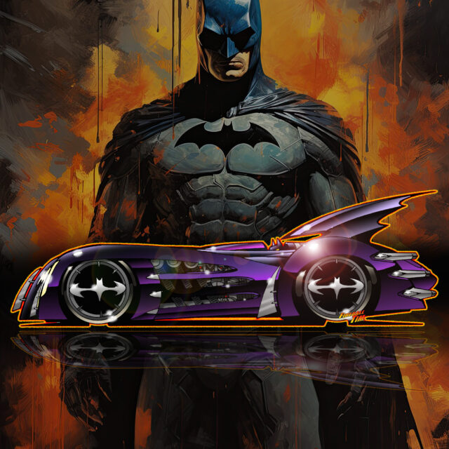Batman and Robin Automotive Pop Culture Movie Car and TV Car Art by Fireball Tim Garage