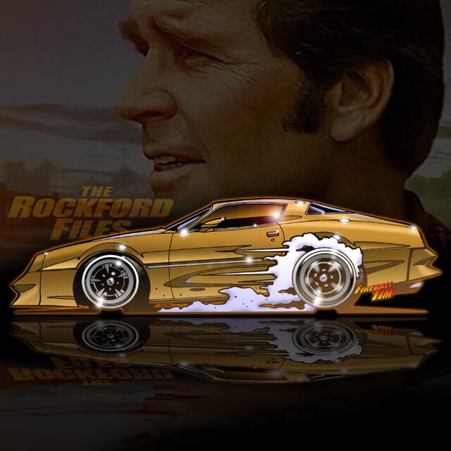 ROCKFORD Files Automotive Pop Culture Movie Car and TV Car Art by Fireball Tim Garage