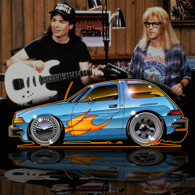 Wayne's World Automotive Pop Culture Movie Car and TV Car Art by Fireball Tim Garage