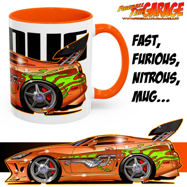 Fast and Furious Mug Automotive Pop Culture Movie Car and TV Car Art by Fireball Tim Garage
