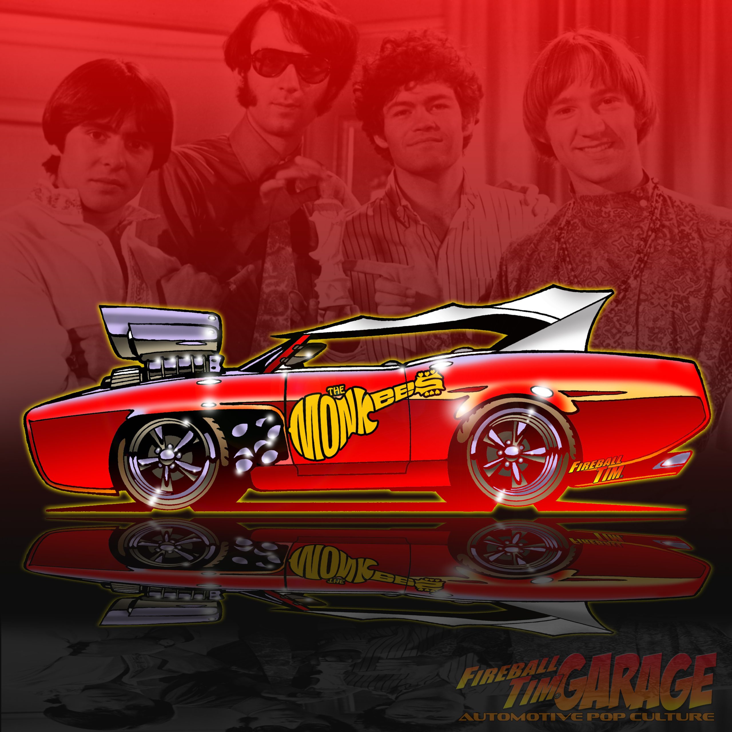 Monkees Automotive Pop Culture Car Art by Fireball Tim Garage